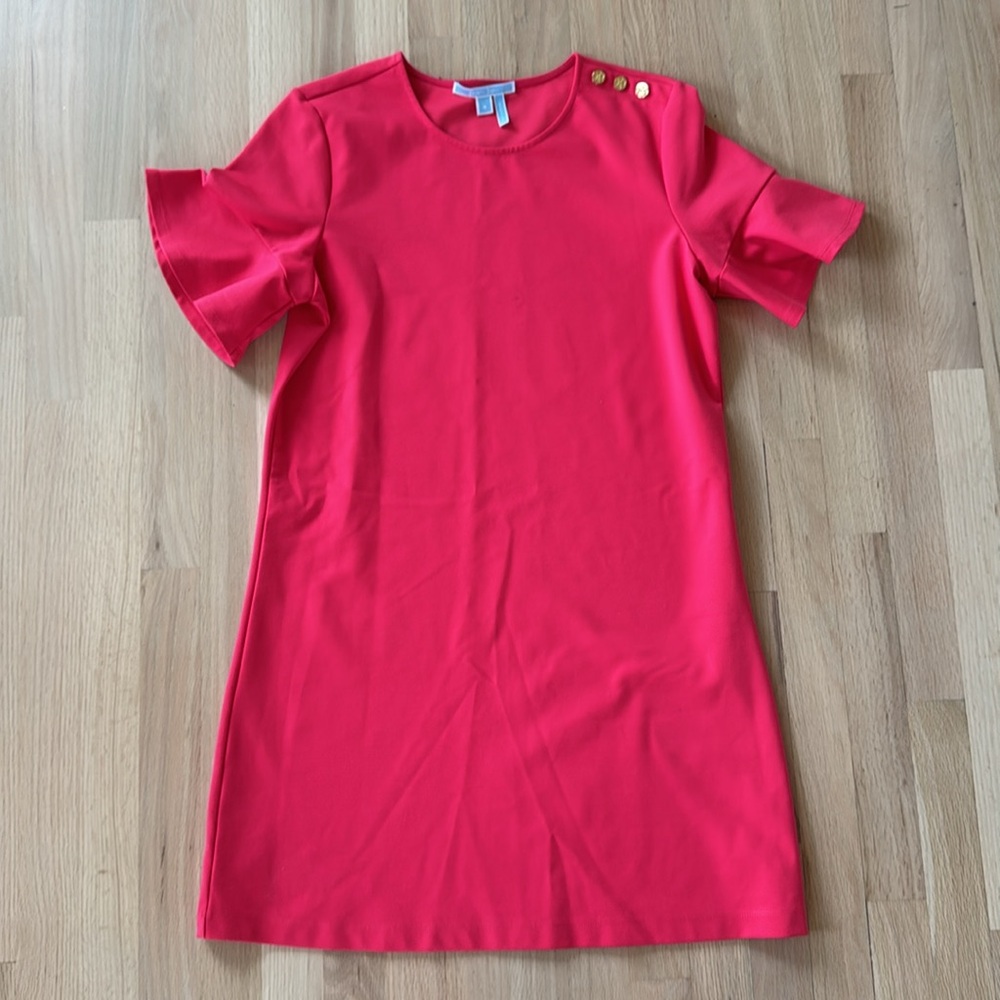 Draper James Red Sheath Mini Dress with Flutter Sleeves